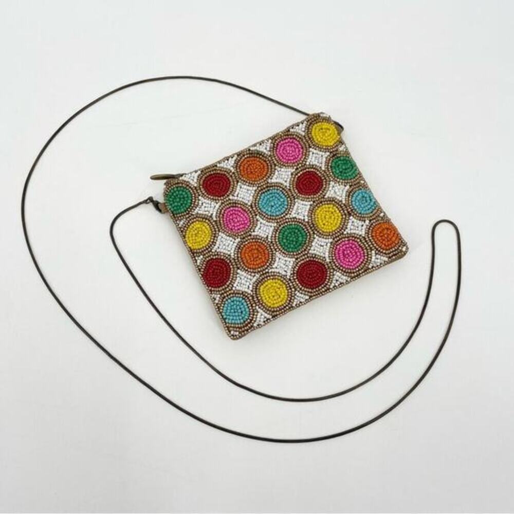 David Jeffery Beaded Crossbody‎ Multi Color Evening Wallet Purse
